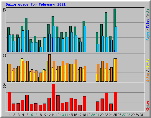 Daily usage for February 2021